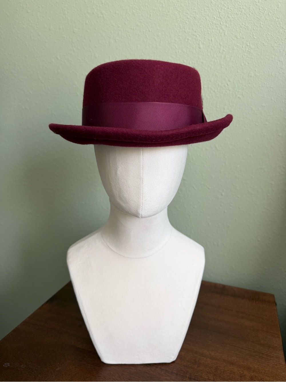 Bruno Capelo Wool Felt Pork Pie Burgundy Men’s Hat Size Large